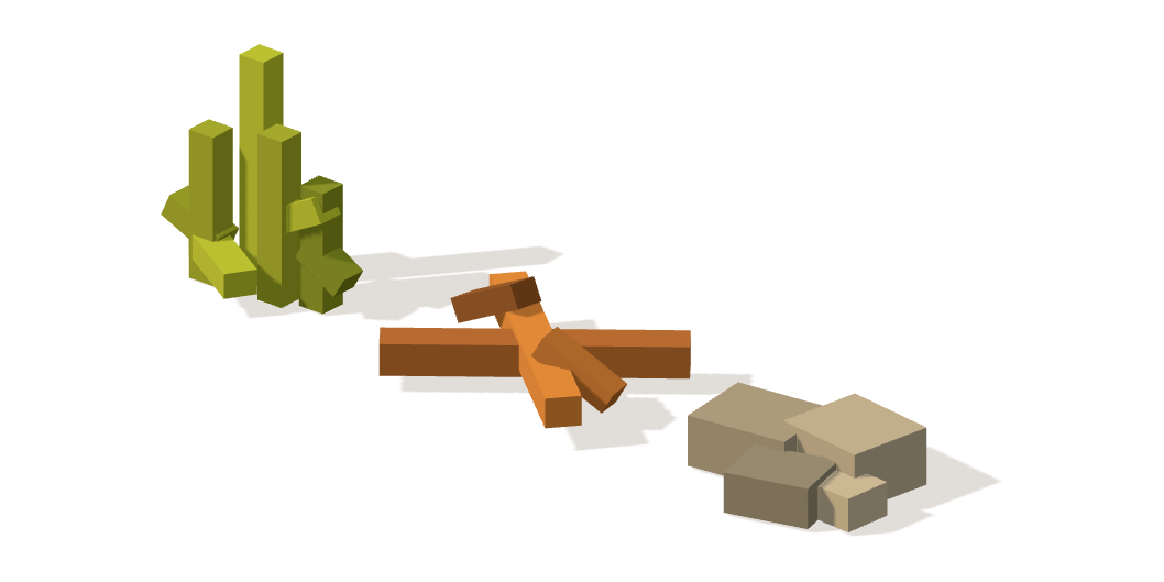 Overgrown weeds, fallen branches and loose stones rendered in 3D