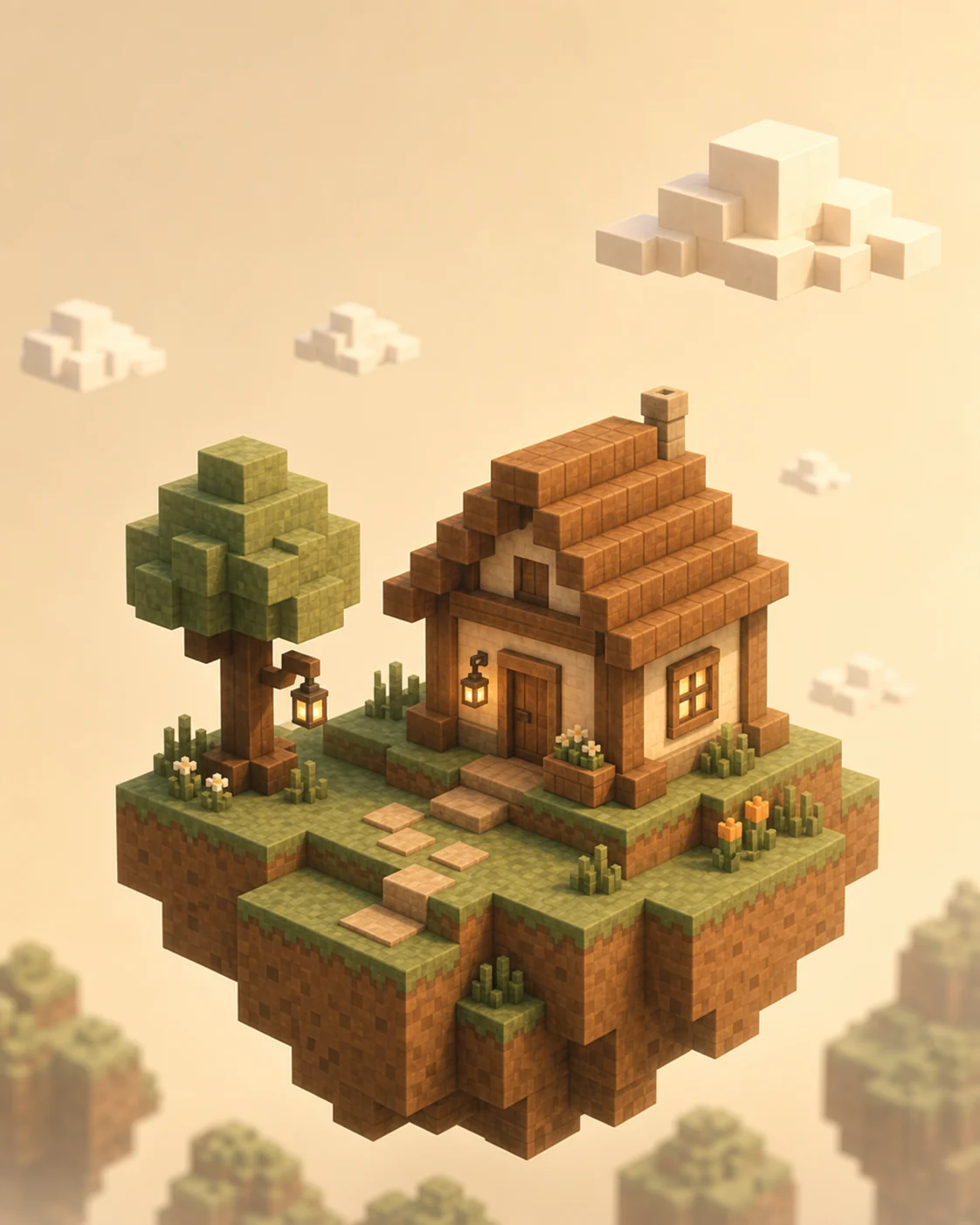 Concept art of a small warm cottage